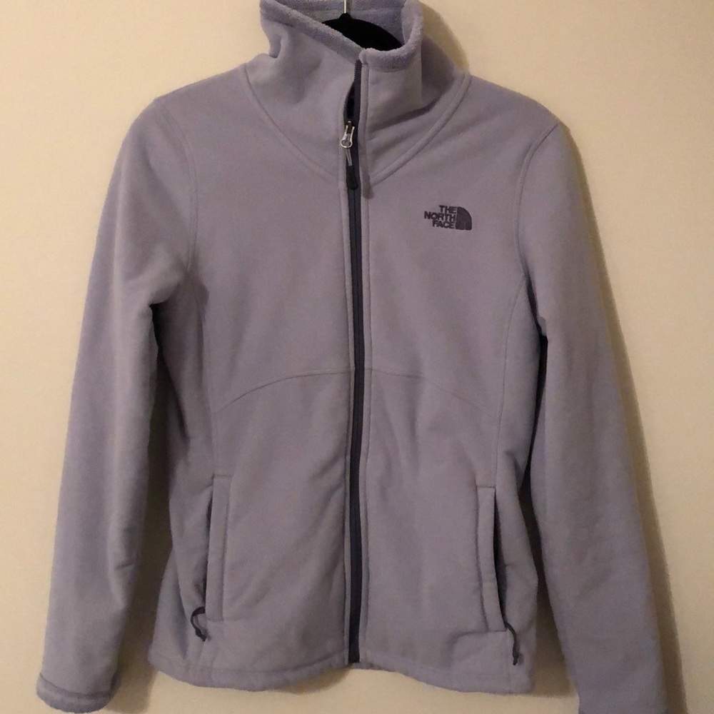 Ladies NorthFace Gray Fleece Jackets Size Small